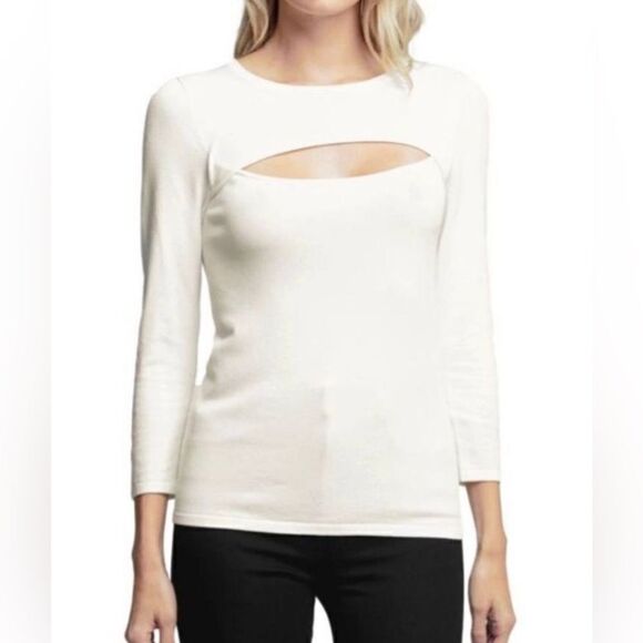 L’AGENCE Ivory Jocelyn Cut Out Sweater Long Sleeve Shirt Size XS - Picture 1 of 8